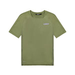 Green t-shirt with a brand logo on a white background